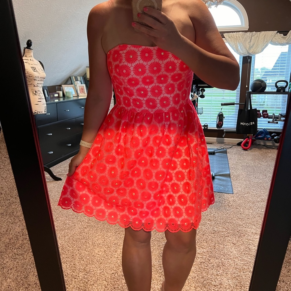Lilly Pulitzer Payton Fiesta Pink Strapless Dress